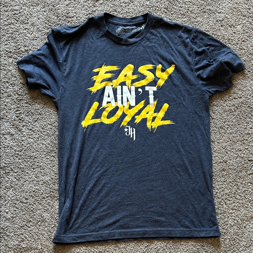 Men's Dark Blue Graphic Tee - Easy Ain't Loyal